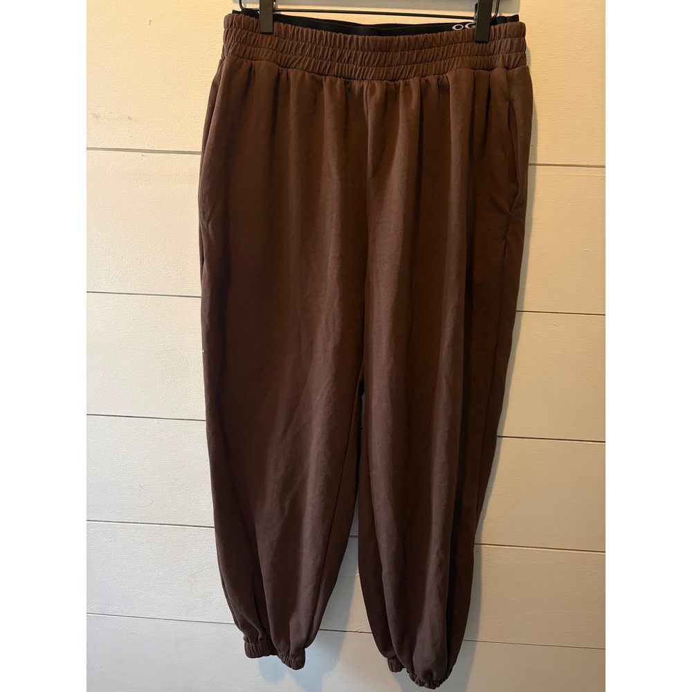 OGL Move Womens XXL Chocolate Brown High Double Waisted Jogger Sweatpants Pocket